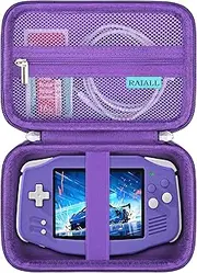 RAIALL Carrying Case for Anbernic RG 34XX Handheld Game Console, Protective RG 34XX Handheld Gaming Travel Storage Holder, Extra Mesh Pocket for USB Type-C cable, 64G SD Card Accessories, Purple