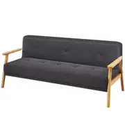 3 Seater Sofa Bed Lounge Couch Modular Furniture Home Linen Fabric Dark Grey
