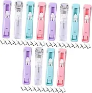 Tofficu 1 Set Portable Reusable Paper Stapler No Trace Document Binding Clips with Additional Clips Office Stationery Organizer