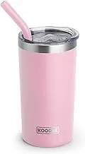 koodee Insulated Tumbler, 350ml Tumbler with Lid and Straw-Stainless Steel Double Wall Vacuum Insulated Coffee Tumbler Cup for Women (12oz Pink)