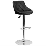 Bowery Hill Adjustable Quilted Bucket Seat Bar Stool in Black