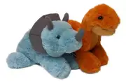 TRICERATOPS & BRONTOSAURUS Dinosaur Mini Flopsie 8" Stuffed Animal by Aurora