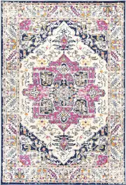 Sassily Alterable Cream Purple Runner Rug