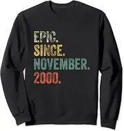 [X.Style] Vintage 2000 22nd Birthday Epic Since November 2000 Sweatshirt ds1856 Sweatshirt (L) Black