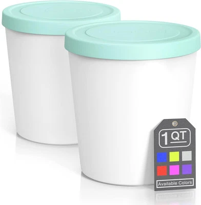 BALCI - Premium Ice Cream Containers (2 Pack - 1 Quart Each) Perfect Mint