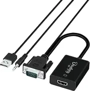 VGA to HDMI Converter Adapter VGA to HDMI for PC, HDMI Female to VGA Male 1080p with Audio Compatible Raspberry Pi, Netflix, Webtv, MSN TV, DT-Receiver, Miracast