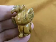 (Y-GRI-556) Tan GRIFFIN gryphon gemstone figurine gem statue Eagle Lion