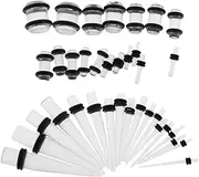 [MagiDeal] 36 Pieces/Set Ear Gauges Stretching Kit Acrylic 14G-00G Expander Tapper Plugs Body Jewelry - Transparent, 14g-00g