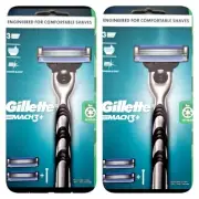 2×Gillette-Mach3+ Razor 1 Handle and 2 Cartridges-Au