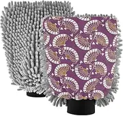 Purple Gold Japanese Folding Fan Microfiber Car Wash Mitt Scratch Free Car Washing Gloves Car Wash Hand Brush