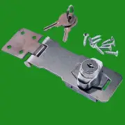 1x 100mm Self Locking Hasp Lock Latch and Fittings For Cabinets, Storage Units
