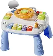 Musical Activity Table with Steering Wheel and Rearview Mirrors for Children, Blue