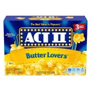 Act II Butter Lovers Microwave Popcorn 2.75 oz 3 Count Gluten and Trans Fat free