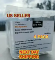 4 pk 1/8" tile Spacers 500 pc pk w/ Resealable Box container white plastic tool