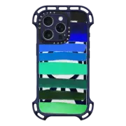 iPhone 16 Pro Ultra Bounce Case MagSafe Compatible Retro Blue Stripes