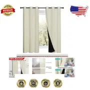 High-Quality Noise Reducing Window Treatment, Blackout Drapes, 42x72, Beige Pair