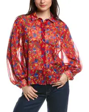 Carolina Herrera Balloon Sleeve Button Down Top