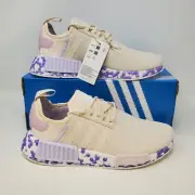 Wmns Adidas NMD R1 'White/Beige/Purple' Boost Athletic Shoe / GW5694 / Size 9