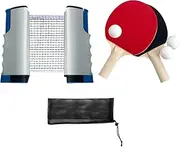 Frediuo Ping Pong Paddles Set, Retractable Net Equipment, Table Accessories,Table Games,Rackets and Balls Table Tennis Set for Travel