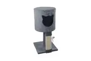 Beige Cat Scratching Tower Sleeper Toy Tree Hideaway House Post Sisal Pole Scratcher