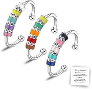 Frodete Anti Anxiety Fidget Ring for Women 3Pcs Silver Ring Bead Adjustable Stackable Rings Anxiety Ring Set for Teen Girls