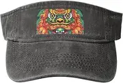 [RLDOBOFE] Sun Visor Hat Adjustable Empty Top Baseball Cap Chinese Lion New Year Sun Hats for Women Men Sports Hats Summer Beach Cap