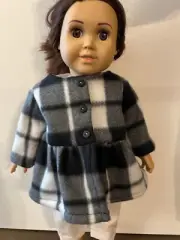 American Girl Doll Handmade- Fleece Winter Jacket Black/White Checker Pattern