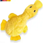 No Stuffing Crinkle Soft Plush Calming Yellow Duck Dog Toy, Cute Squeaky Puppy T