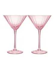 [Maxwell & Williams] Wicked Pink Goes Good With Green Ribbed Martini Glass Glinda Set of 2 Gift Boxed in Pink