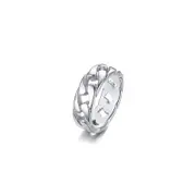 Veile Studios 7Mm Gracious Cuban Link Chain Eternity Band Ring For Men Silver Rings