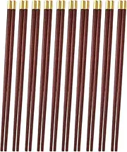 NUZAMAS 10 Pairs of Reusable Wooden Chopsticks, 25cm, Red Sandalwood, Hand Wash Only