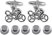 [Select Gifts] Sterling Silver Cycling Cufflinks Shirt Dress Studs Gift Set