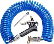 Boeray Heavy Duty Truck Air Duster Blow Gun Cleaning with 9 Meter Long Coil and 2 interchangeable nozzle tips- Blue Air Seat Blow Gun Kit