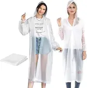 [Arcjunys] Rain Poncho, Festival Rain Cape, Reusable Rain Jacket, Poncho, Raincoat, Lightweight Rain Poncho, Rain Cover for Hiking, Cycling, Camping and Travel, White, 20 Tall