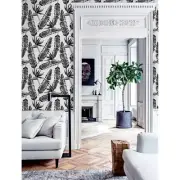 Removable wallpaper Black and white tropical leaf Palm leaf print home decor