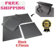 CAP Barbell Exercise Gym Interlocking EVA Foam Puzzle Mat, 1/2", Black, 6 Pieces