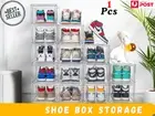 Shoe Box Storage Case Clear Boxes Foldable Stackable Transparent Organizer Vic