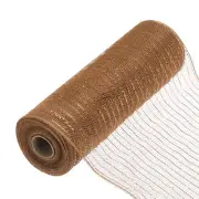 10 Inch Glitter Poly Burlap Mesh for Wreath Mesh Ribbon 10 Yard Light Brown