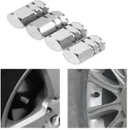 4x Silver Valve Caps Wheel Tyre Tire Stems Air Dust Cover Screw Car Truck Bike