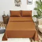 Solid Pumpkin Color Bed Sheet Set Autumn Orange 4 Pieces Bedding Sheet Set 1 ...