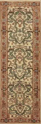 Handmade Beige Traditional Wool Carpet Oriental Indian Runner Rug 3x10 Ft
