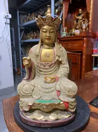 在飛比找樂天市場購物網優惠-結緣老樹脂佛像擺飾，地藏菩薩，高31厘米，幾十年老物件，特價