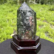 620g Natural Phantom Ghost Quartz Obelisk Quartz Cystal Point Wand Tower + Stand