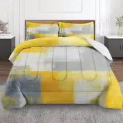 Grey Yellow Painting Gray Yellow Comforter Set Size, Office Queen Multi 10