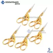 ODM 5 Pcs Stork Embroidery 3 1/2'' Scissors Gold - Plated Handle