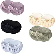 Healeved 5 Pairs of Five Finger Socks Men's Toe Socks Seamless Front Palm Breathable Elastic Half-finger