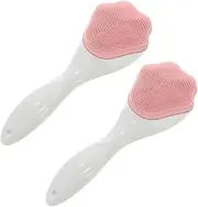 HONITANO 2pcs Claw Shape Silicone Face Scrubber Brushes with Long Handle for Gentle Cleansing for Makeup Removal and Daily Face Washing for Travel and