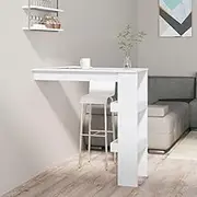 Wall Bar Table White 102x45x103.5 cm Engineered Wood,Modern Wall Bar Table with Ample Storage for Wine Bottles Dining Room Furniture