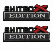 Pair SHITBO(X) EDITION Truck Emblems Car Boat 3D Badge Decal (black/white)
