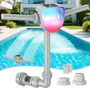 Pool Fountains for Inground Pools with Solar Pool Light Show, 360°Adjustable Above Ground Pool Fountain, Dual Head Pool Sprinkler Fountain Pool Waterfall Fountains Cooler Sprayer for Relaxation & Cool